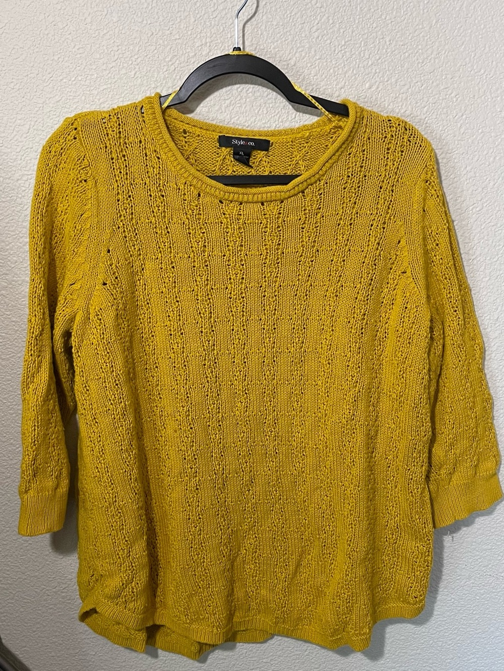 Style & Co. Golden Mustard Crewneck Knit Sweater 100% cotton